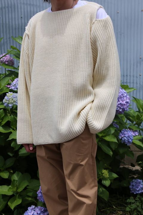 sulvam 2020AW Slit over knit"WHITE" style.2020.6.21.