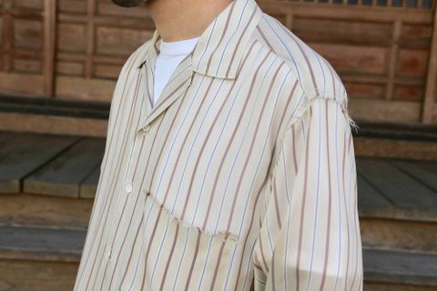 YOKE OVERSIZED STRIPE SHIRTS"BEIGE" Style.2020.6.16.