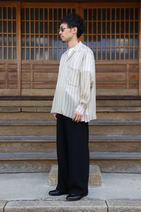 YOKE OVERSIZED STRIPE SHIRTS"BEIGE" Style.2020.6.16.
