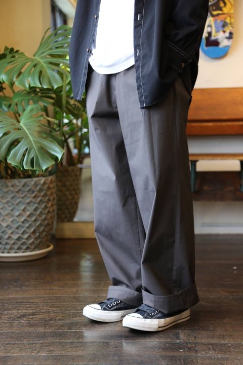 Graphpaper Stretch Typewriter Wide Cook Pants"GRAY" Style.2020.6.1.