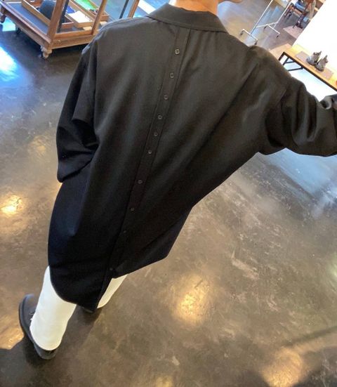 sulvam Gabardine classic shirt"BLK"Style.2020.6.22.
