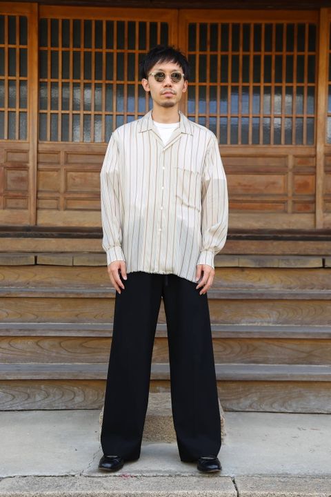 YOKE OVERSIZED STRIPE SHIRTS"BEIGE" Style.2020.6.16.