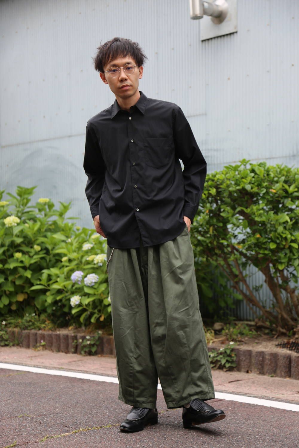 Graphpaper Broad L/S Regular Collar Shirts"BLACK"Style.2020.6.6.