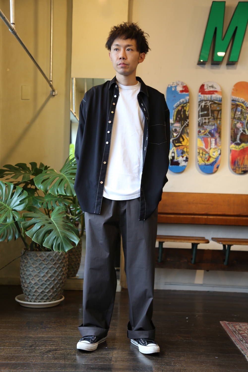 Graphpaper Stretch Typewriter Wide Cook Pants