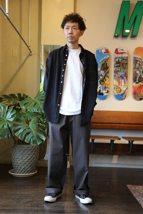 Graphpaper Stretch Typewriter Wide Cook Pants"GRAY" Style.2020.6.1.