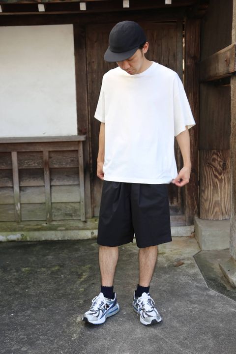 Graphpaper Stretch Typewriter Wide Tuck Chef Shorts"BLACK"Style.2020.6.26.