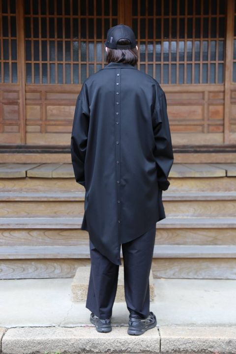 sulvam 2020AW Gabardine classic shirt"BLK" style.2020.6.21.