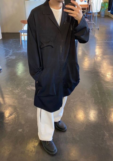 sulvam Gabardine classic shirt"BLK"Style.2020.6.22.