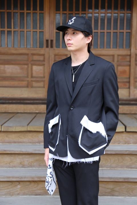 sulvam 2020AW Gabardine classic slim pants & Gabardine classic short jacket "BLACK" style.2020.6.21.