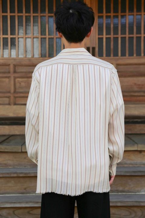 YOKE OVERSIZED STRIPE SHIRTS"BEIGE" Style.2020.6.16.