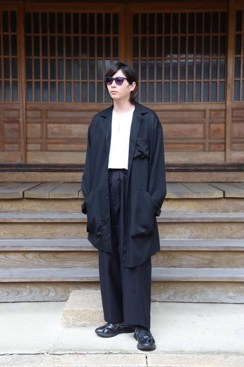 sulvam 2020AW Gabardine classic shirt"BLK" style.2020.6.21.