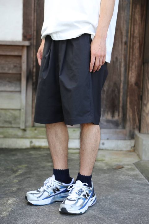 Graphpaper Stretch Typewriter Wide Tuck Chef Shorts"BLACK"Style.2020.6.26.