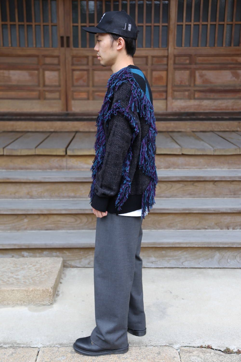 KIDILL Destroy Argyle Tartan Pullover Knit"Black×Purple"Style.2020.6.29.