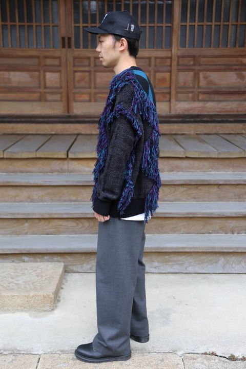 KIDILL Destroy Argyle Tartan Pullover Knit"Black×Purple"Style.2020.6.29.