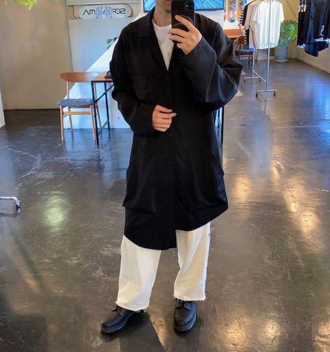 sulvam Gabardine classic shirt"BLK"Style.2020.6.22.