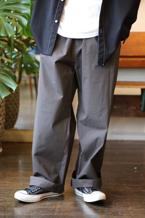 Graphpaper Stretch Typewriter Wide Cook Pants"GRAY" Style.2020.6.1.