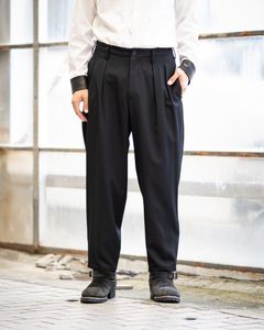 Yohji Yamamoto  テーパードワイドトラウザーズ(HW-P48-100-2A26)BLACK