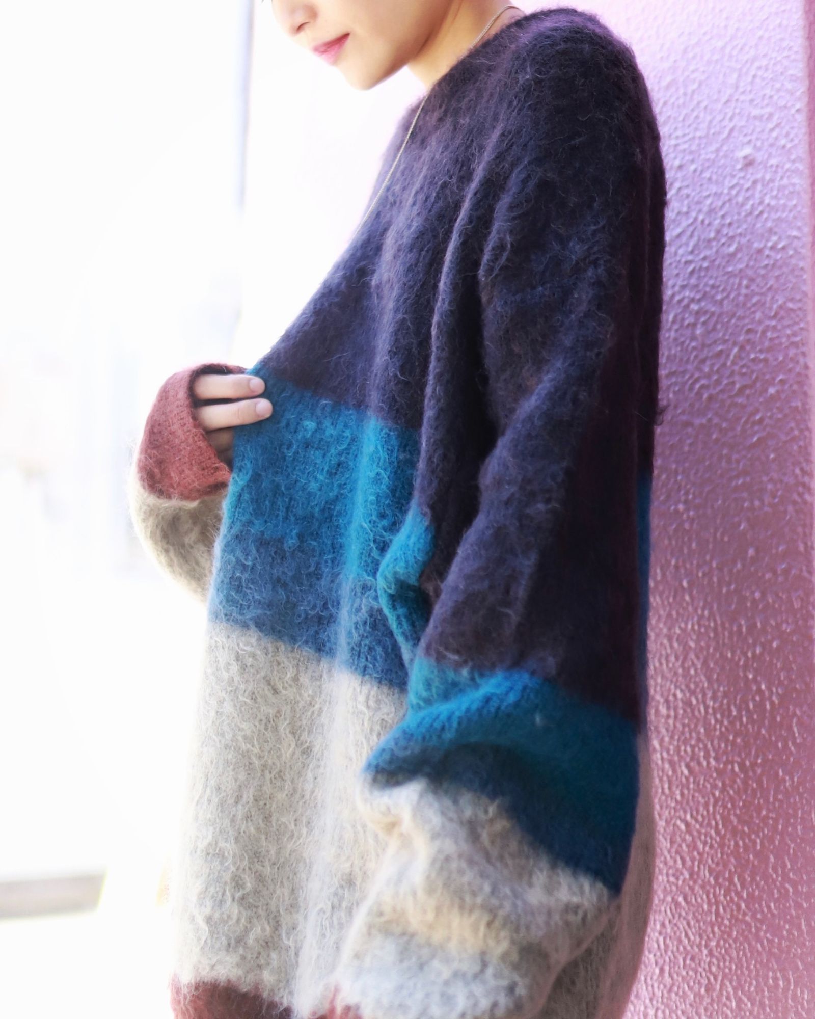 YOKE 新作MOHAIR BORDER CREWNECK SWEATER style.2023.9.1 YOKE 新作MOHAIR BORDER CREWNECK SWEATER style.2023.9.1