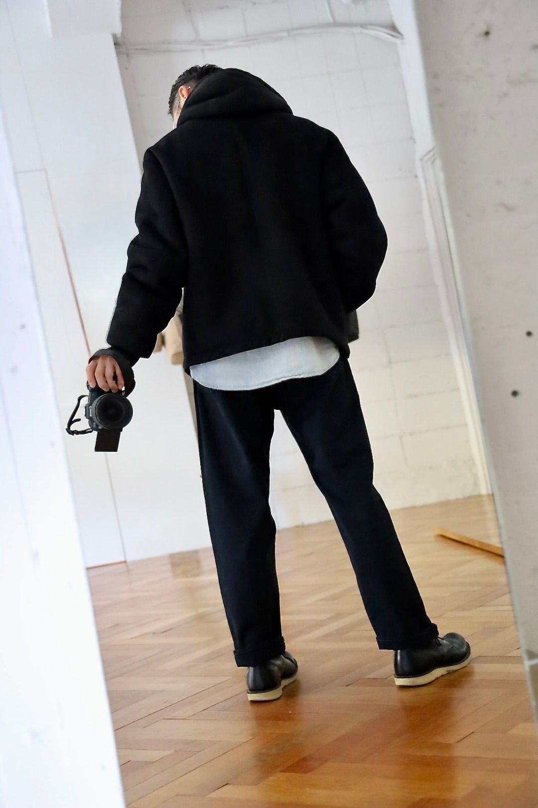 アプレッセ Mouton ZIP leather Hoodie(25SAP-01-02H)BLACK