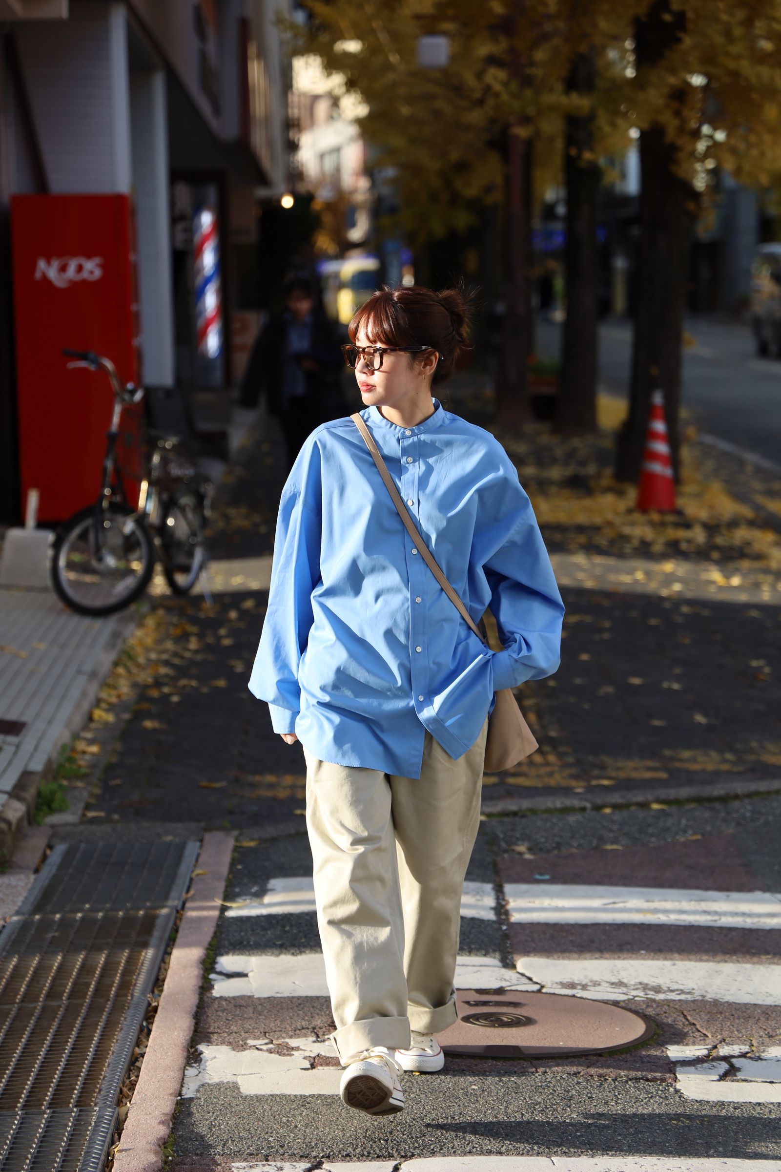 Graphpapaer 25SS 新作Hight Count Broad L/S Oversized Band Collar Shirt style.2024.12.14