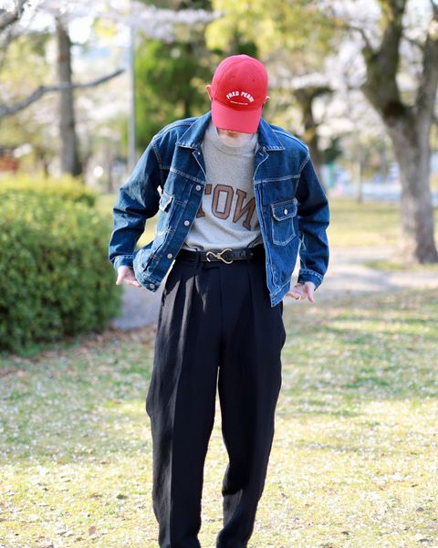 A.PRESSE アプレッセ23SS Wide Tapered Trousersヘリンボーンスタイル