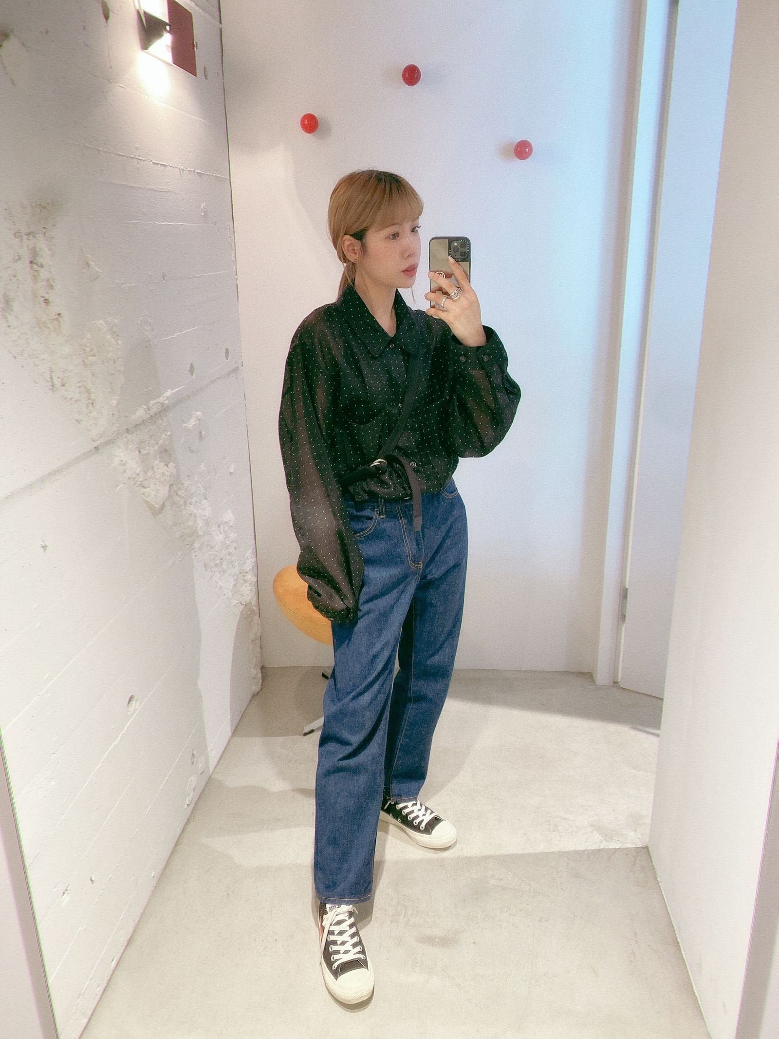 blurhms Square Dot Gusset PKT Shirt style.2024.5.24