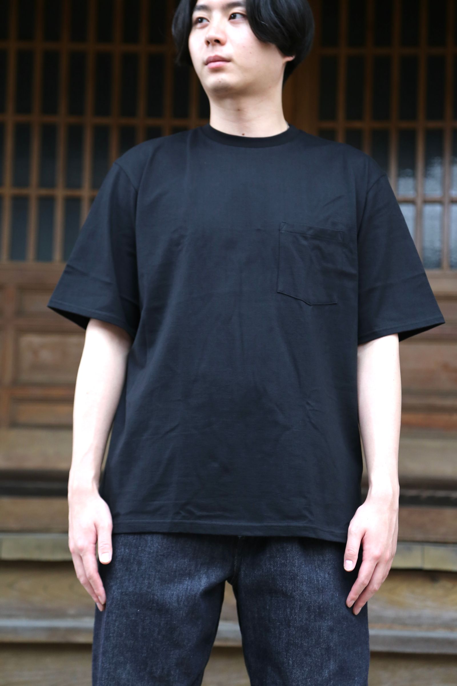 グラフペーパー パックTシャツ 2-Pack S/S Pocket Tee(BLACK)