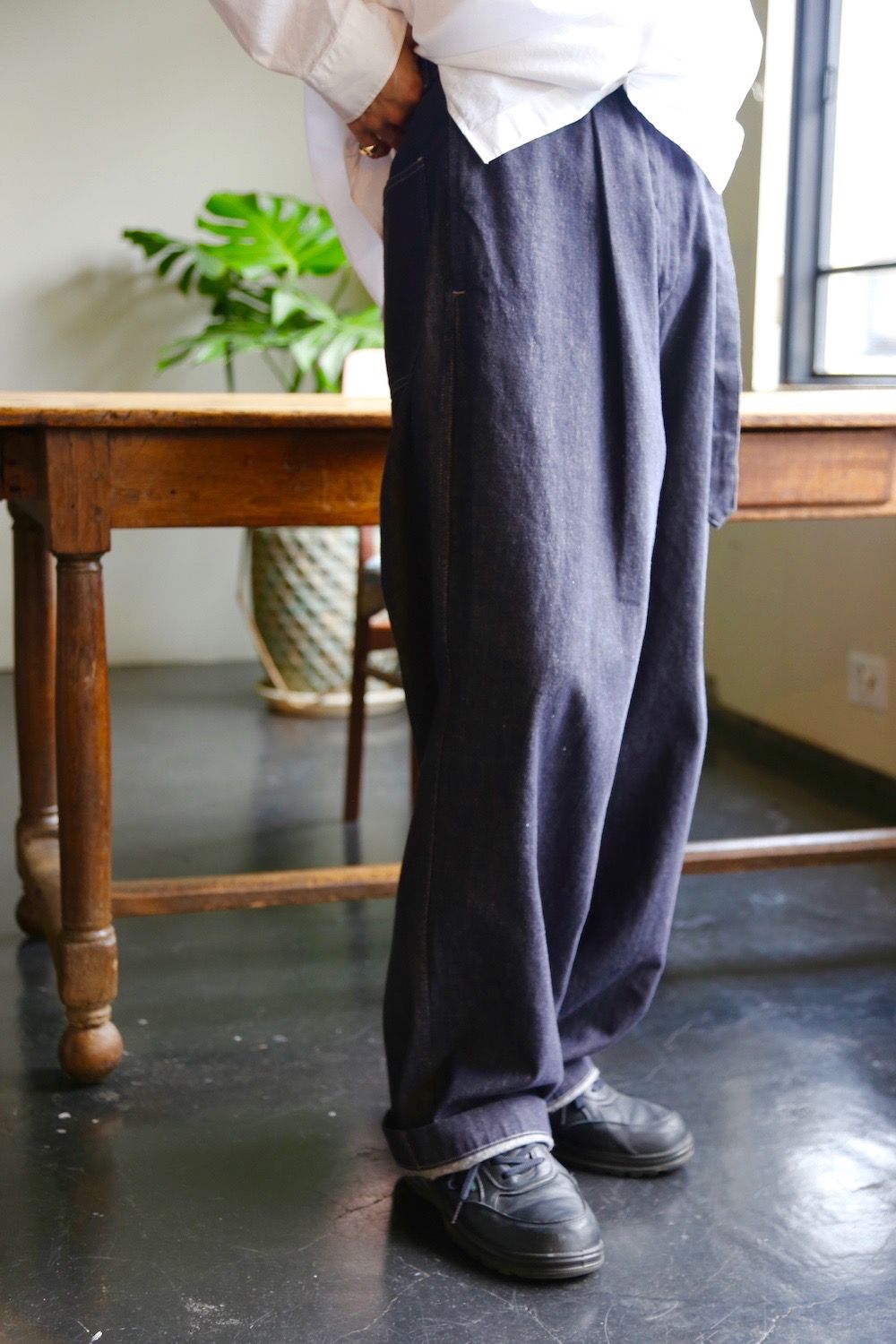 Graphpaper Colorfast Denim Belted Pants"INDIGO"Style.2020.9.1.