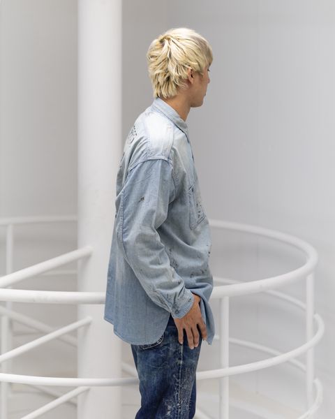 BOWWOW SKETCH ZOMBOO USN CHAMBRAY SHIRT AGED MARKスタイル