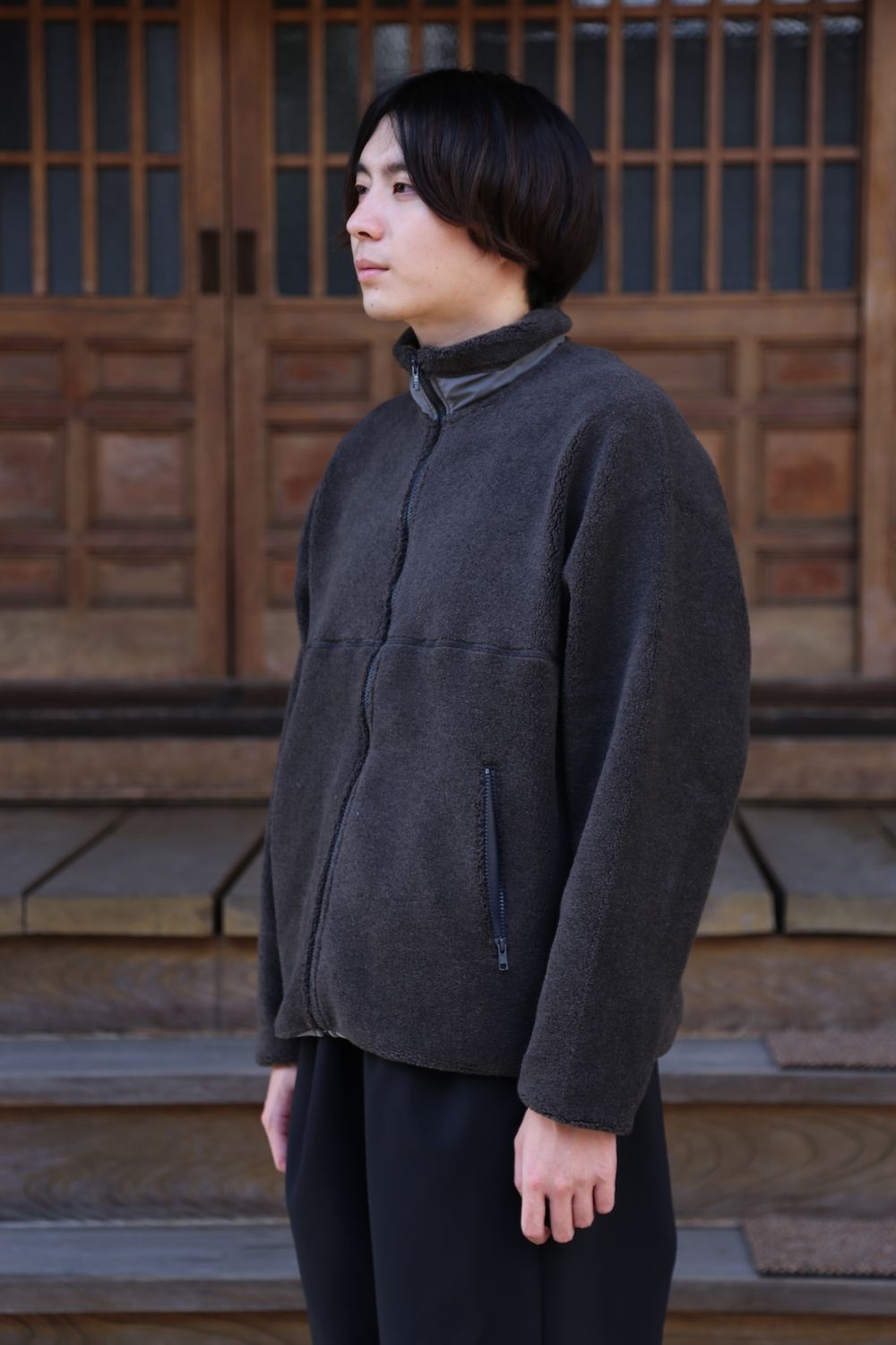 Graphpaper Wool Boa Zip-Up Vest(GU203-70167)CAMEL - マーク