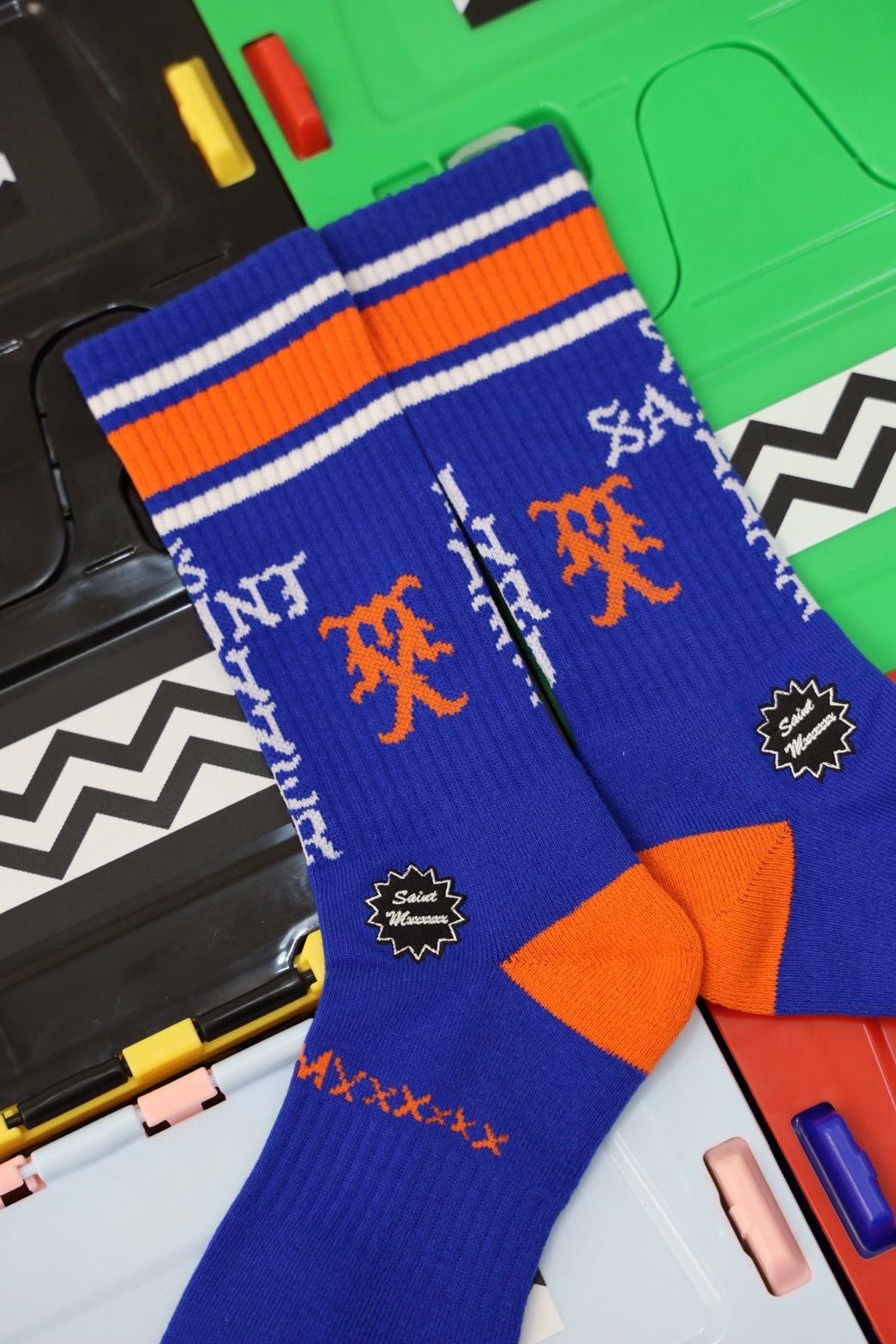 セントマイケル SINNER SOCKS (SM-HR1-0000-116)BLUE/ORANGE/WHITE★10月11日(土)発売！