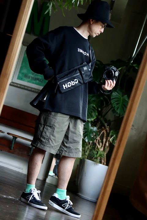 コムデギャルソンオム22AW サイドジップ HOMMEプリントスウェットスタイル