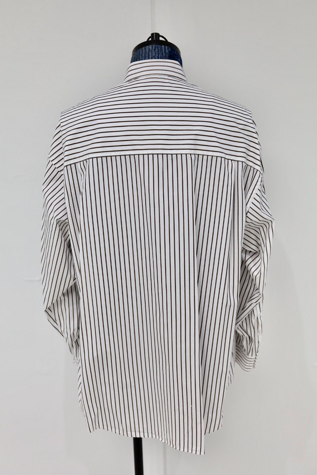 グラフペーパー 25AW SIDOGRAS Stripe  L/S Oversized Regular Collar Shirt(GM254-50025STB])BROWN STRIPE☆10月25日(土)発売！