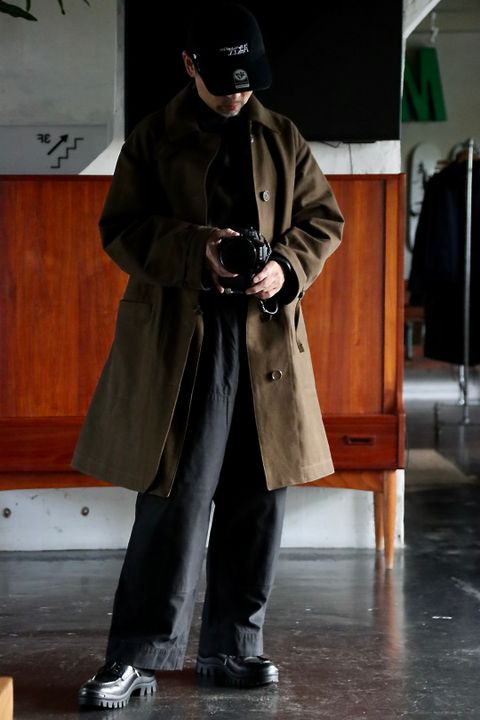 アプレッセ22FW Motorcycle Half Coat"OLIVE"スタイル
