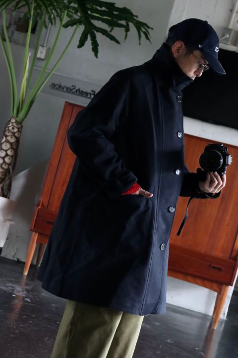 アプレッセ22FW Motorcycle Half Coat"NAVY"スタイル