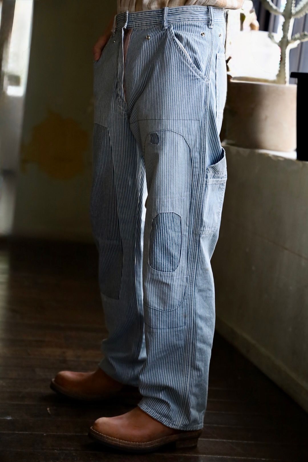 BOW WOW バウワウ HICKORY PAINTER PANTS with SEPARATE APRON(BW251-HPPA)HICKORY STRIPE AGING