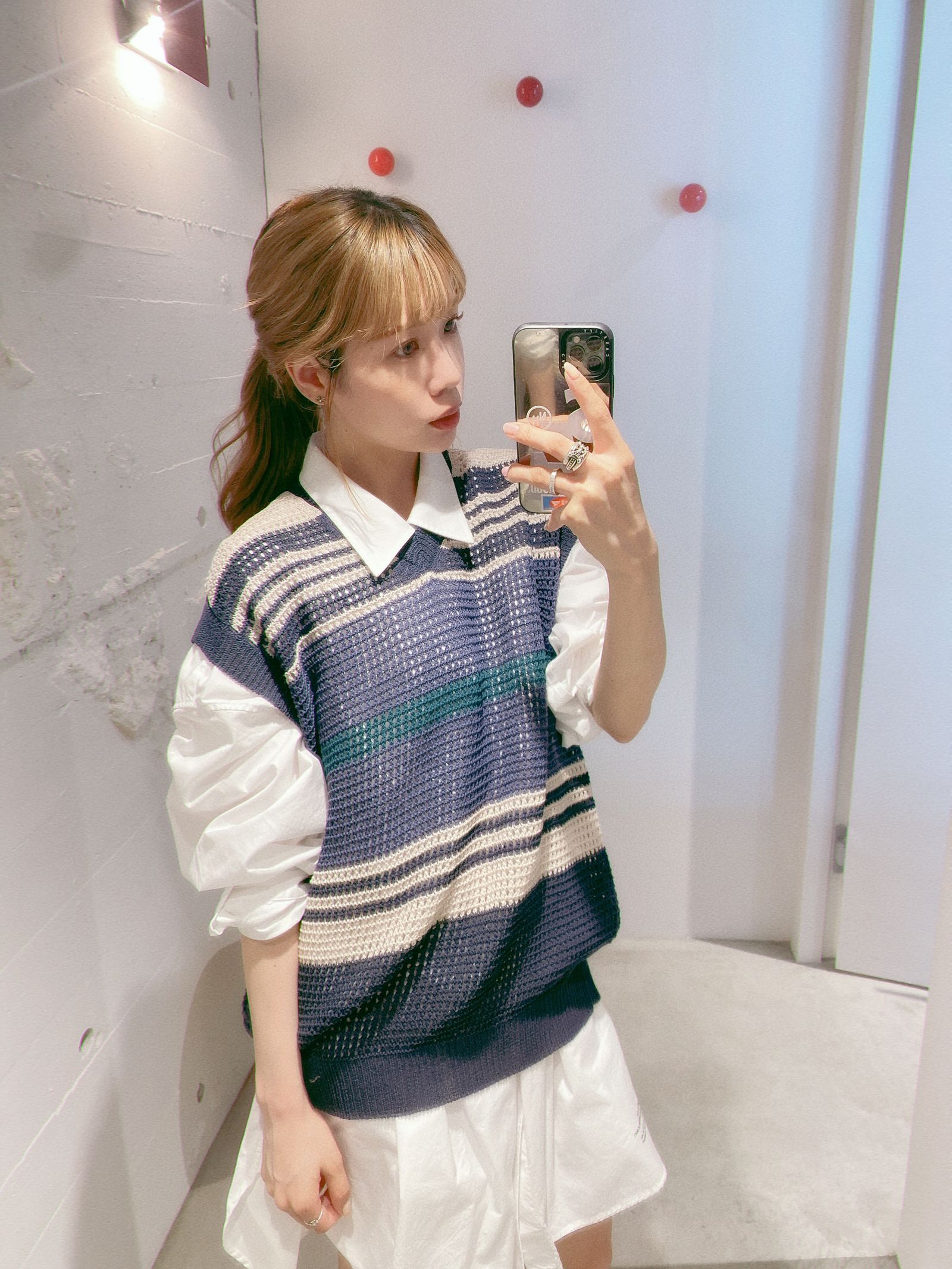 YOKE ニットベスト YOKE 新作BORDER MESH KNIT VEST style.2024.5.23 | 4816 | mark