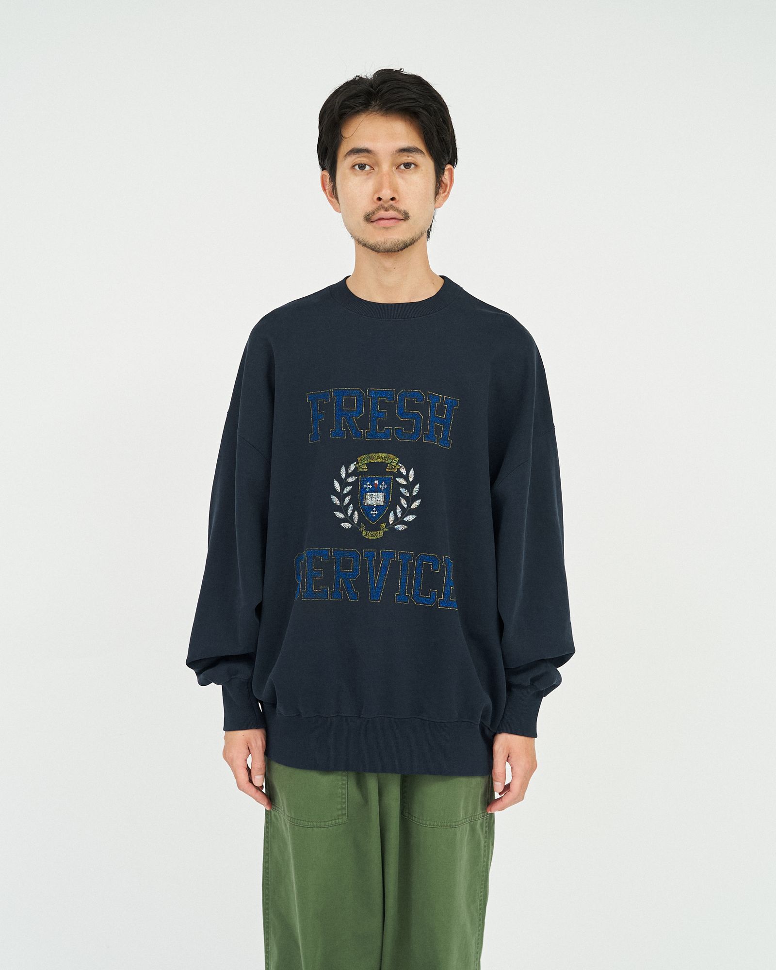 フレッシュサービス LIGHT OZ CREW NECK SWEAT "COLLEGE"(FSC253-70017)NAVY★8月16日(土)発売！