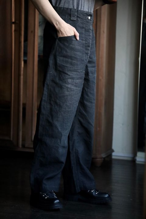 A.PRESSE 25SS Vintage Black Linen Coverallスタイル2025.4.8.