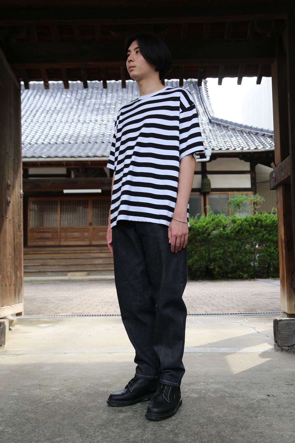 Graphpaper Border S/S Tee(GM203-70144B) style.2021.7.10.