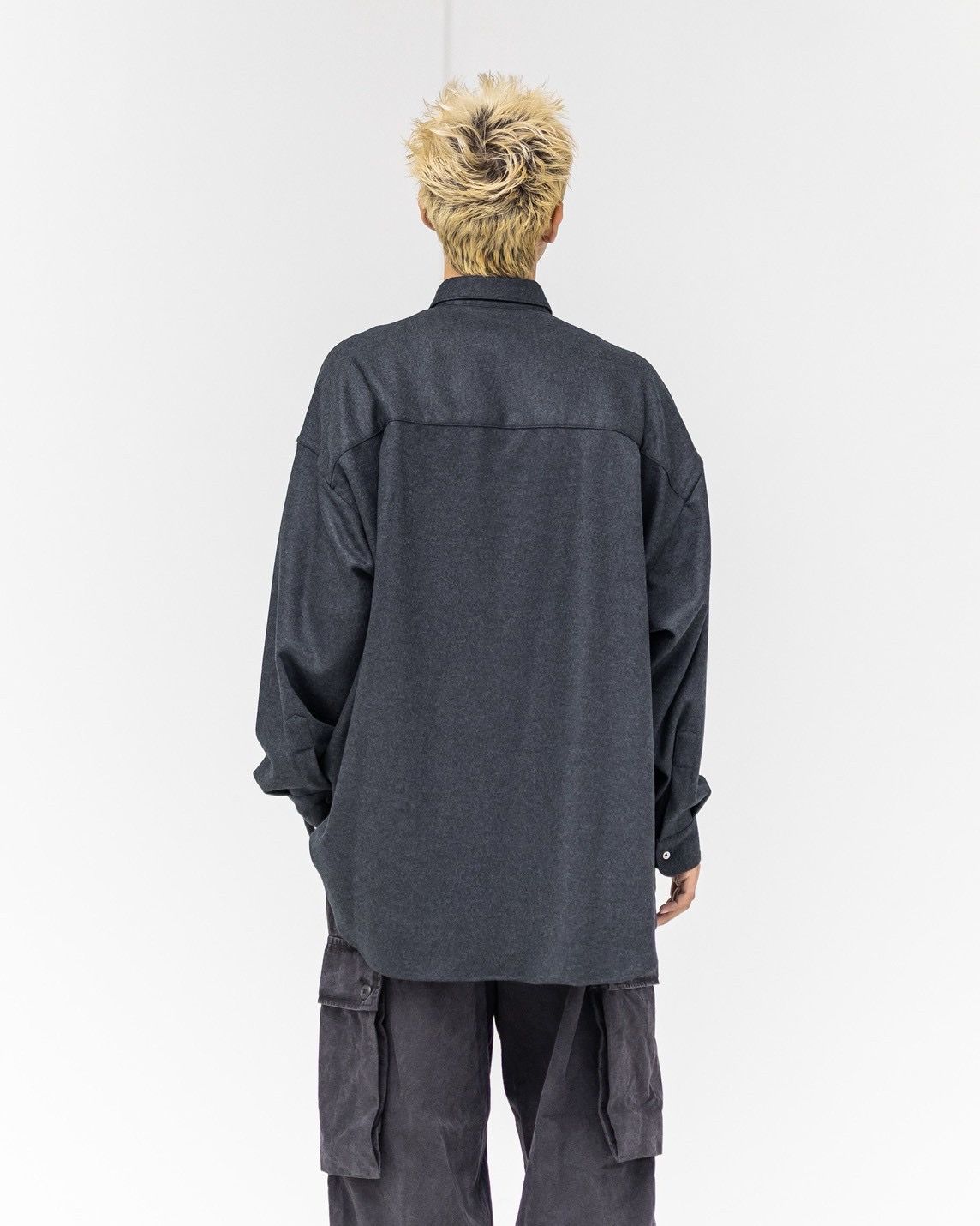 グラフペーパー 25AW Wool Smooth Flannel Oversized Regular Collar Shirt(GU253-50221B)GRAY☆10月4日(土)新作発売！