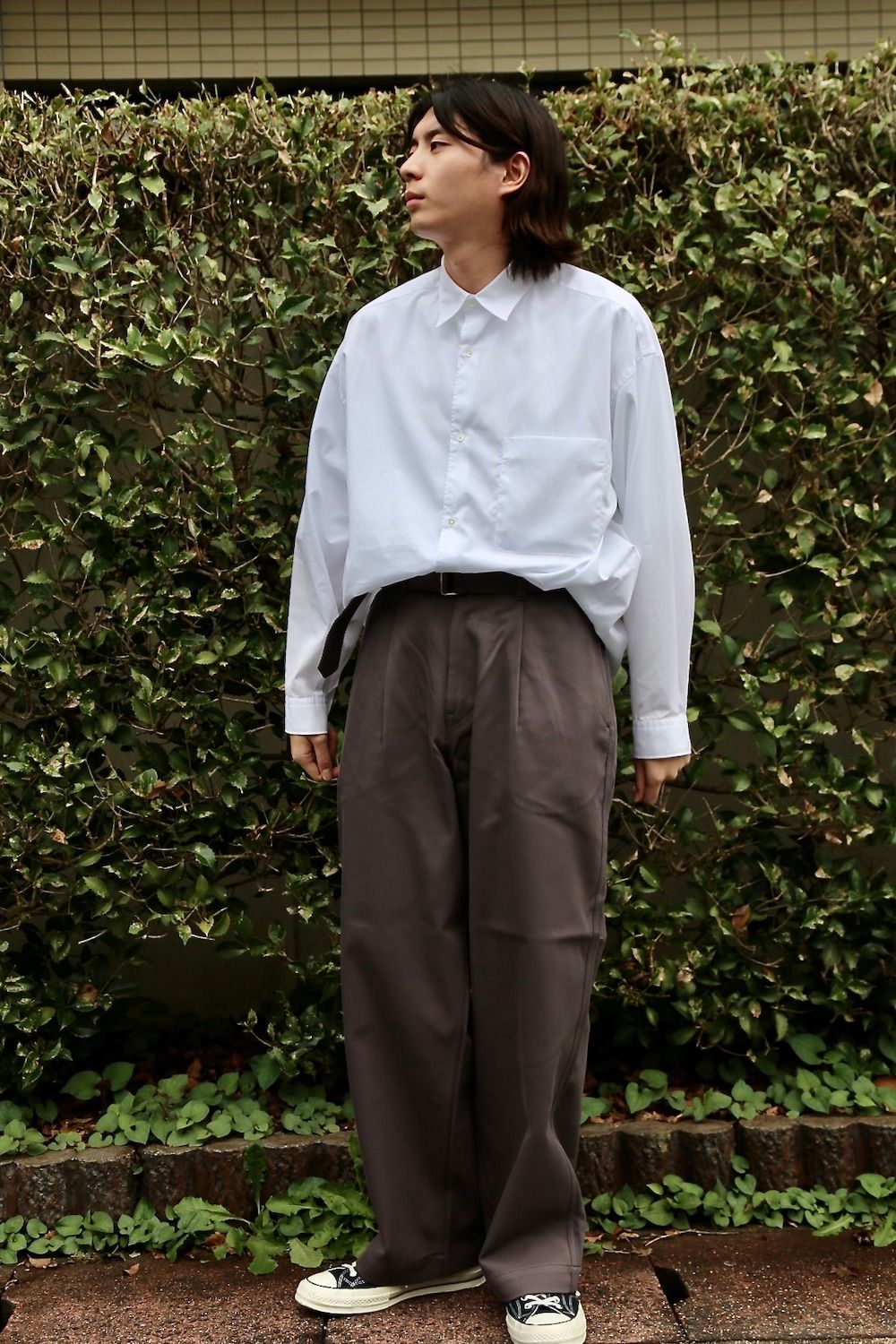 Graphpaper Hard Twill Belted Pants (GM203-40002B)GRAY Graphpaper Hard Twill Belted Pants (GM203-40002B)GRAY
