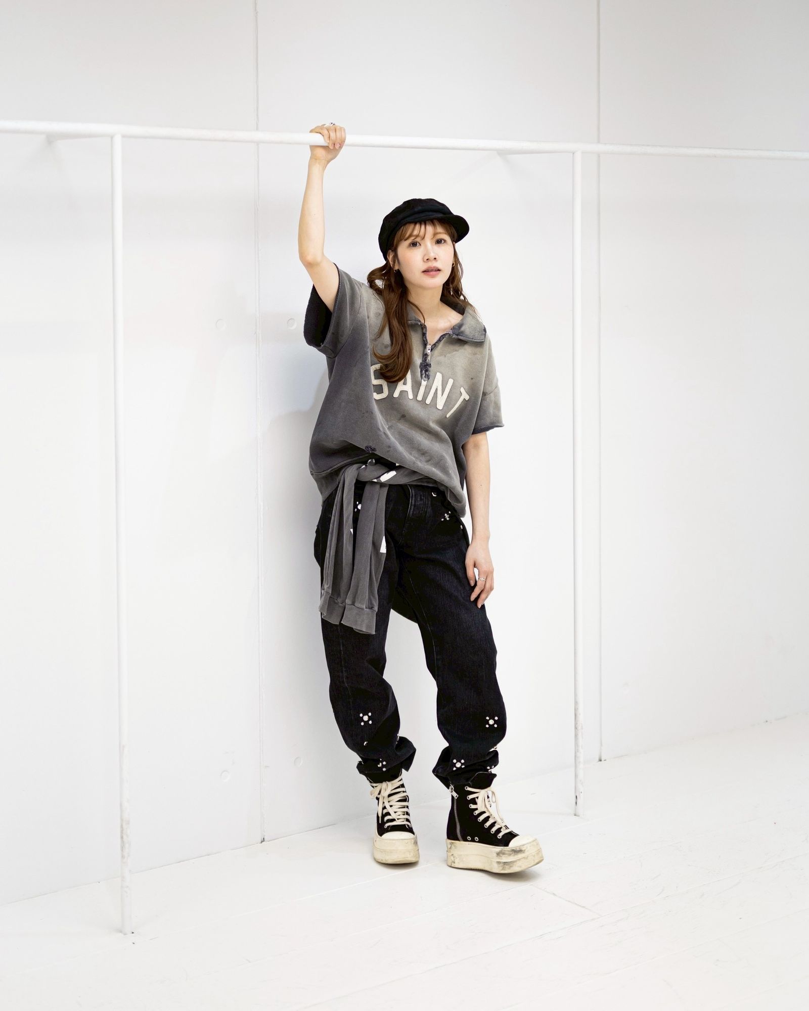 セントマイケル 26SS SAINT HALF ZIP SWEAT(SM-MK8-0000-052)CHARCOAL