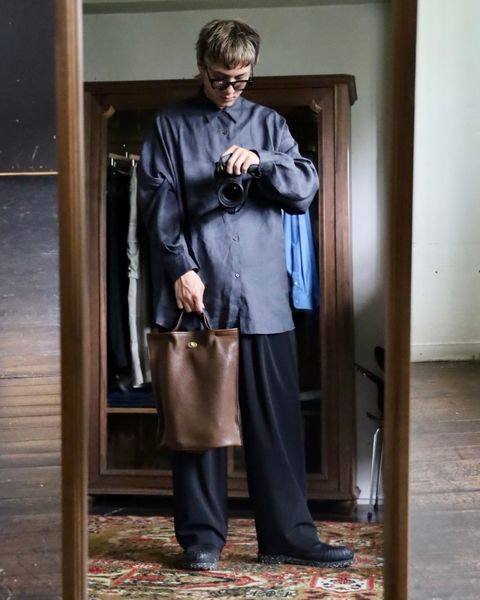 Graphpaper Linen L/S Oversized Regular Collar Shirt PICKUP STYLE !