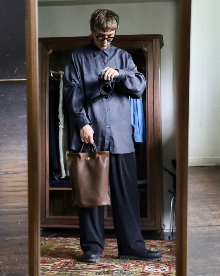 Graphpaper Linen L/S Oversized Regular Collar Shirt PICKUP STYLE !