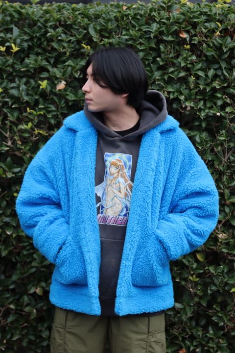 doublet HAND-PAINTED RECYCLE FUR JACKET(21AW04BL123) style.2021.12.19