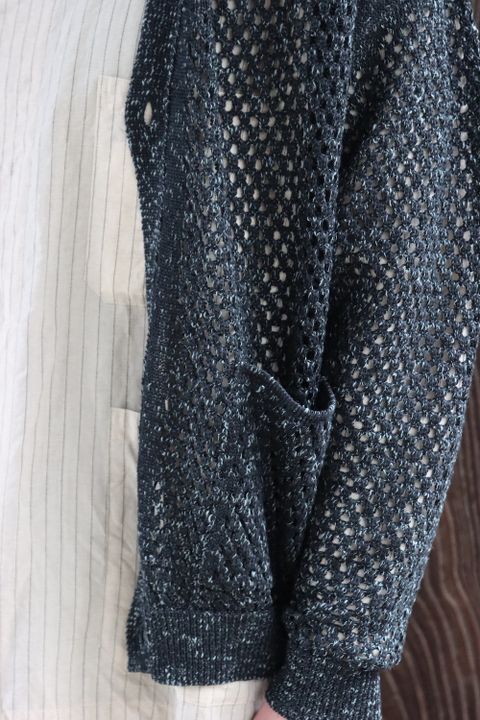 YOKE MESHED KNIT CARDIGAN(YK22SS0345S) style.2022.2.20