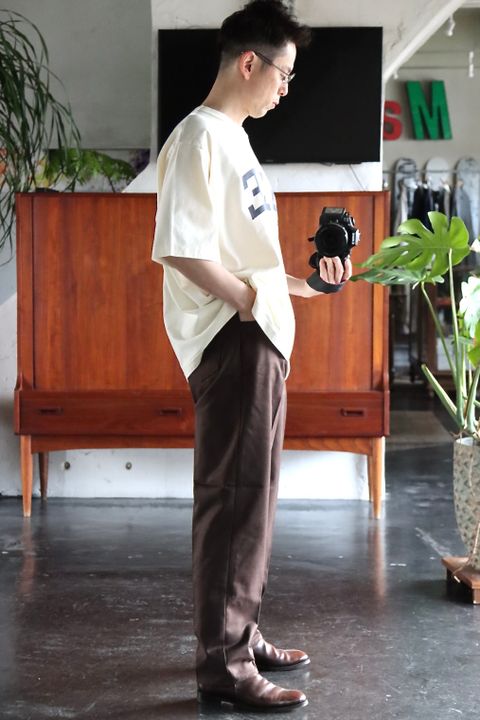 CIOTAスビンコットンポリエステルツイル5Pパンツ"DARK BROWN"style.