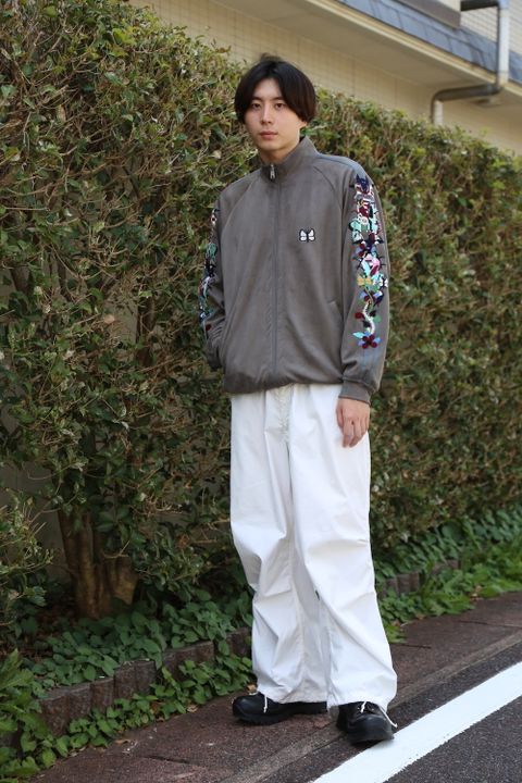 doublet CHAOS EMBROIDERY SUEDE TRACK JACKET "GRAY"style.2020.8.9.