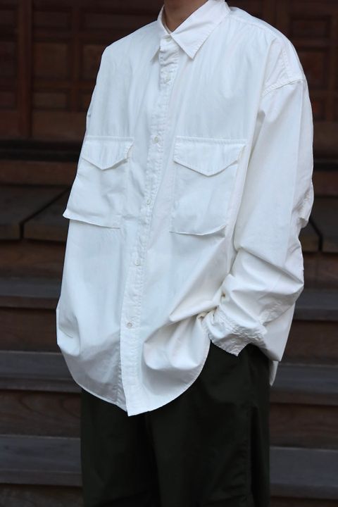 Graphpaper 22SS Garment Dyed Poplin Fatigue Shirt"WHITE"style.2022.2.5.